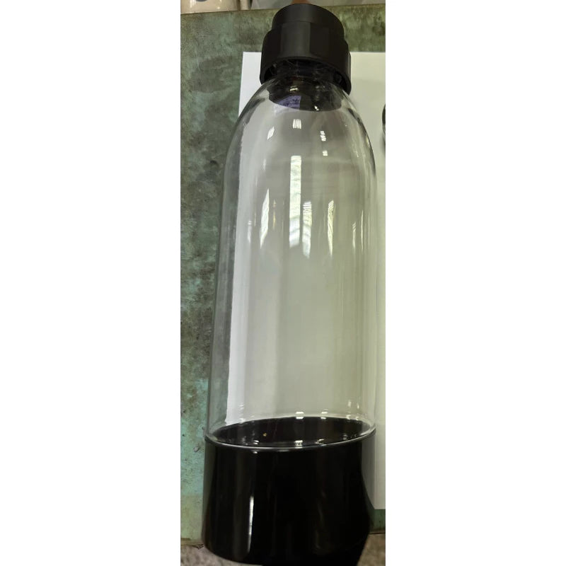 Material: PET. Carbonation bottle compatible with CO₂ systems, BPA-free, suitable for soda makers and sparkling water machines. Original 1L pressure-rated bottle made with food-grade materials. Ideal as a replacement bottle or accessor