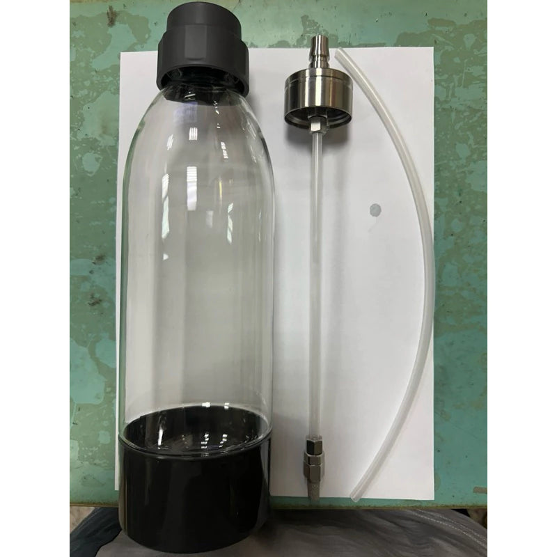 Includes PET bottles and a multi-functional cap for both large and small bottles. Features food-grade stainless steel carbonation parts for sparkling water, cocktails, and CO₂ drinks. BPA-free and ideal for soda making.